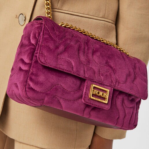Medium burgundy Kaos Dream Velvet shoulder bag with flap