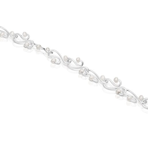 Silver Tsuri Motif bracelet with cultured pearls