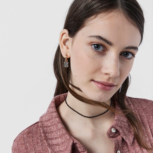 עגילי חישוק ורמייל ורוד ואבן הספינל