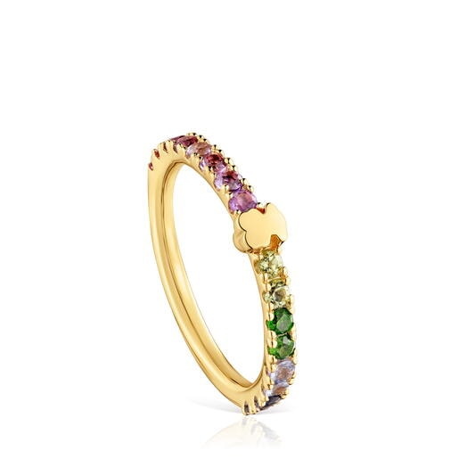 18kt gold-plated silver Ring with gemstones TOUS Straight