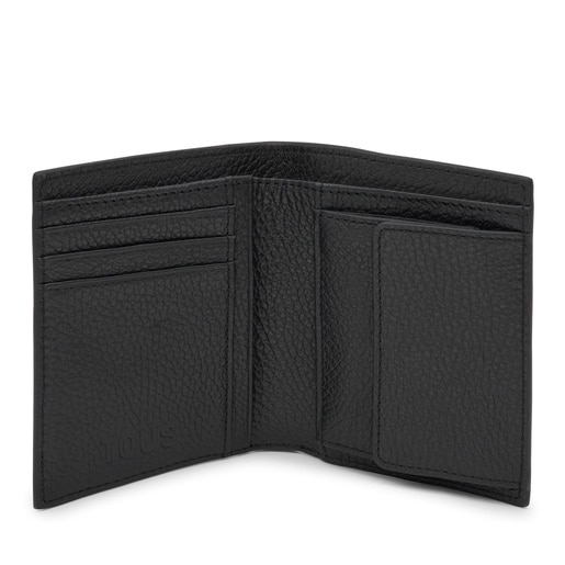 Čierna kožená Peňaženka na karty s chlopňou TOUS Miranda