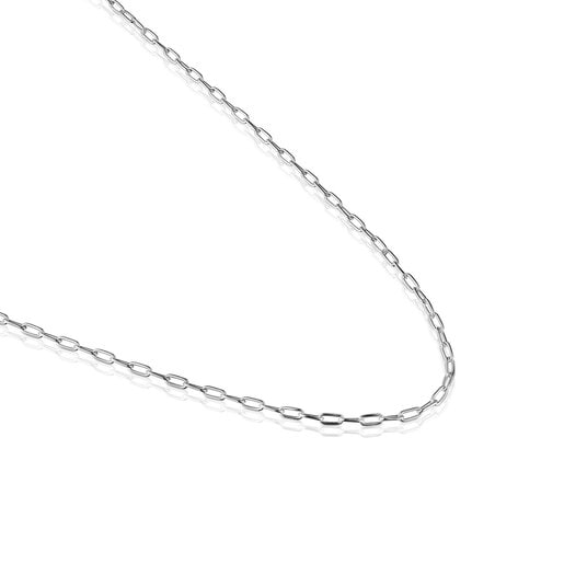 Strieborný Priliehavý náhrdelník s oválnymi krúžkami, dĺžky 50 cm TOUS Basics