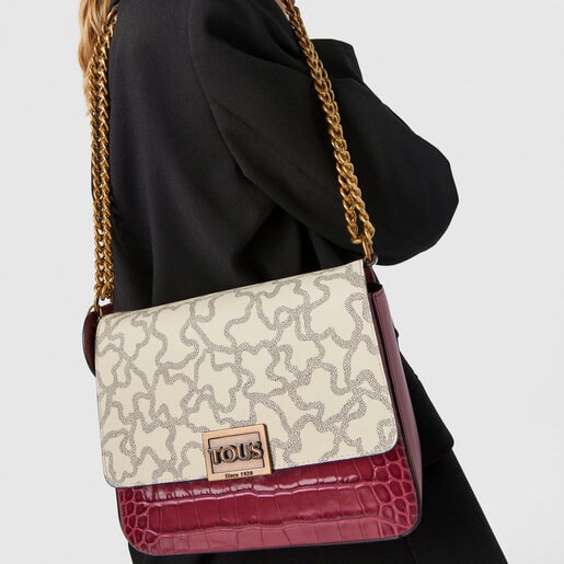 ショルダーバッグ  Kaos Legacy  Kaos柄  M  ベージュ・ワインレッド