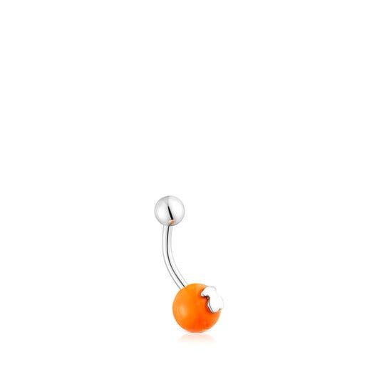 Piercing do pupka z oranžového muránskeho skla TOUS Icon Glass