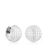 Silver St. Tropez Disco bear ball Earrings 20 mm