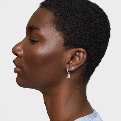 Aretes de aro motivo tulipán de plata TOUS Motivos