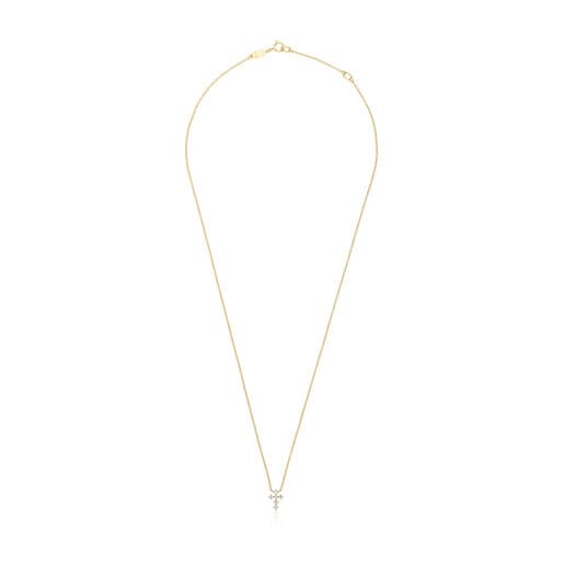 Gold Cross necklace with 0.09ct of diamonds Les Classiques