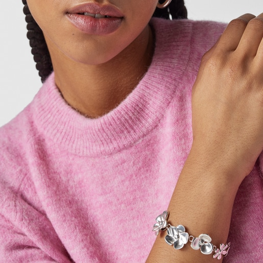 Серебряный браслет с цветами Fragile Nature