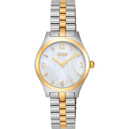 Analog Watch with steel and gold-colored steel bracelet, and mother-of-pearl face TOUS EPIC ICON