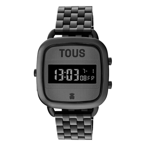 Montre numérique D-Logo avec bracelet en acier IP noir