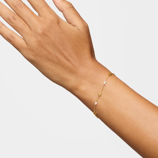 Sweet Dolls gold chain Bracelet with motifs and cultured pearls