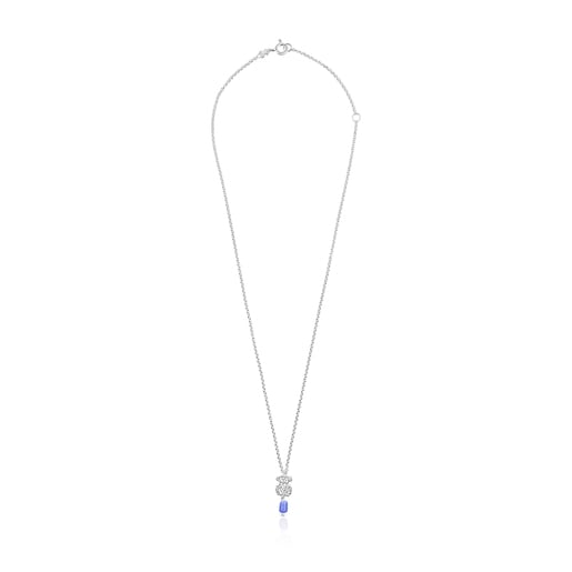 Collier Oceaan ourson en argent et glass bleu