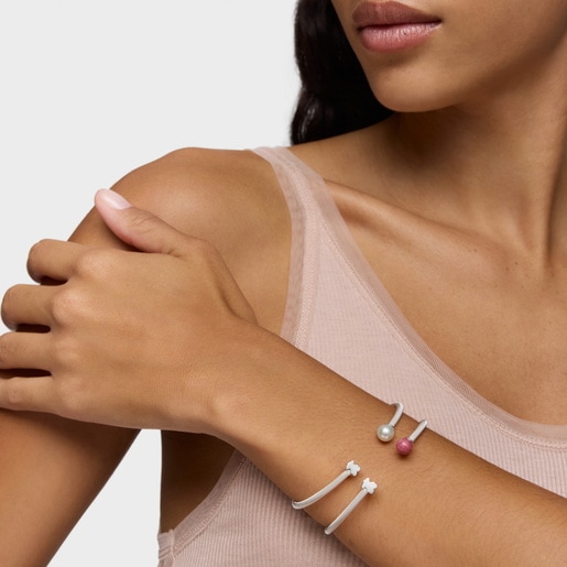 إسورة من الفضة مُرصّعة بالرودونايت من تشكيلة Icon Mesh