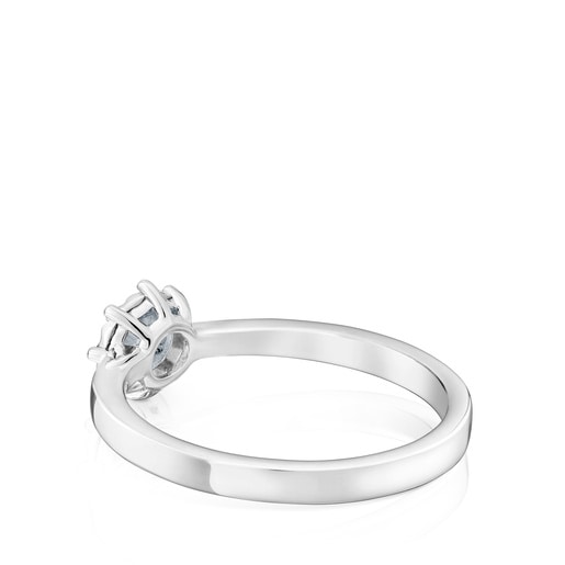 White gold TOUS Les Classiques Ring with small Diamond rosette. 0,10ct