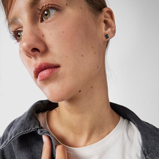Silver Motif Earrings with Spinels