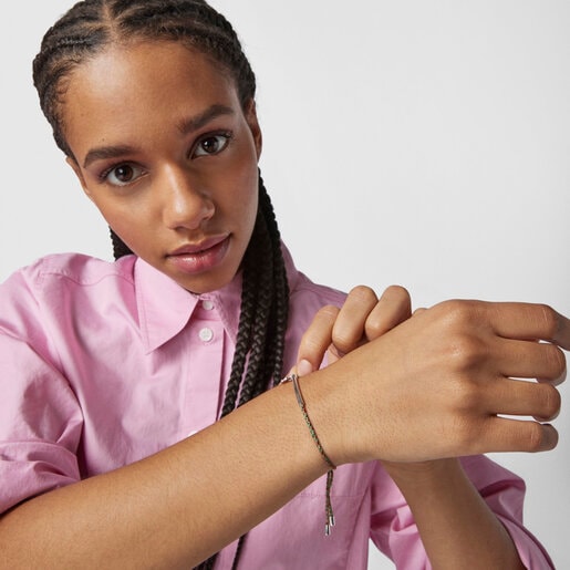 سوار زهرة TOUS Good Vibes الفضي مع حبل أحمر