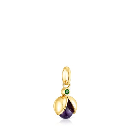 Silver vermeil Virtual Garden Pendant with amethyst and chrome diopside |  TOUS