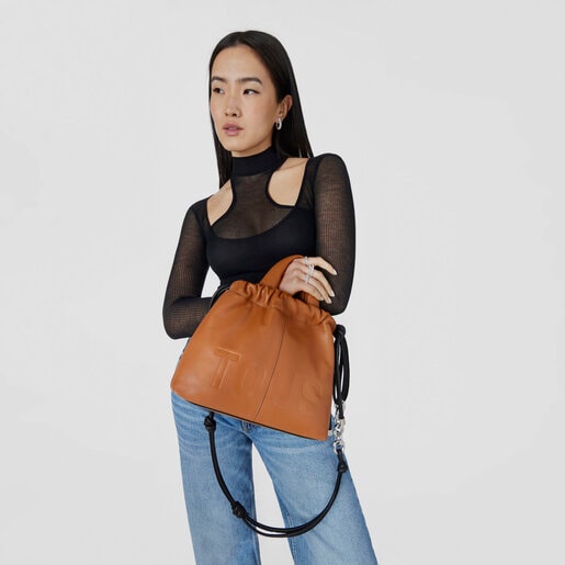 Sac moyen en cuir couleur cuir TOUS Cloud