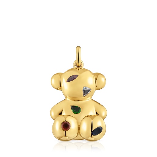 Dije oso con baño de oro 18 kt sobre plata y gemas Bold Bear