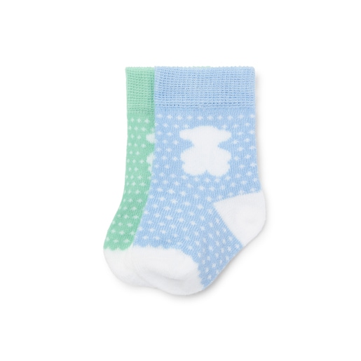 Pack 2 calcetines bebé recién nacido zorrito azul y verde