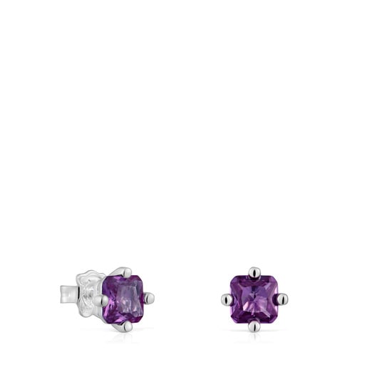 Silver earrings and 7 mm laboratory-grown lilac sapphire TOUS Color Lab