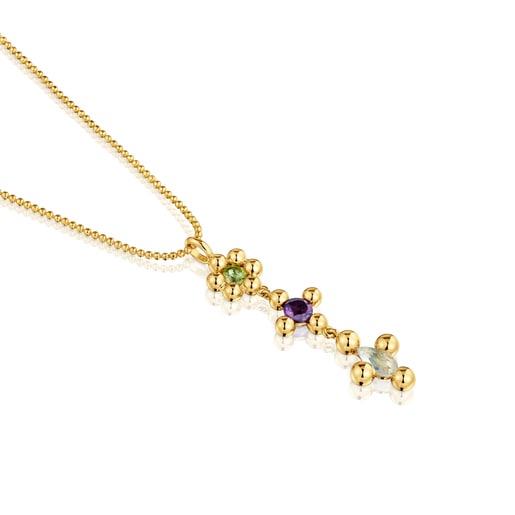 Short 18 kt gold-plated silver Necklace with gemstones Sugar Party