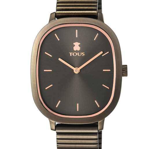 Gray/pink-colored IP steel Heritage Brick Watch