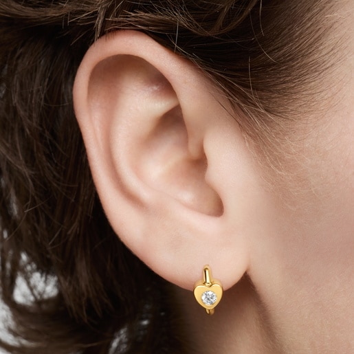 Gold Hoop earrings with laboratory-grown diamonds and heart motif TOUS Lili