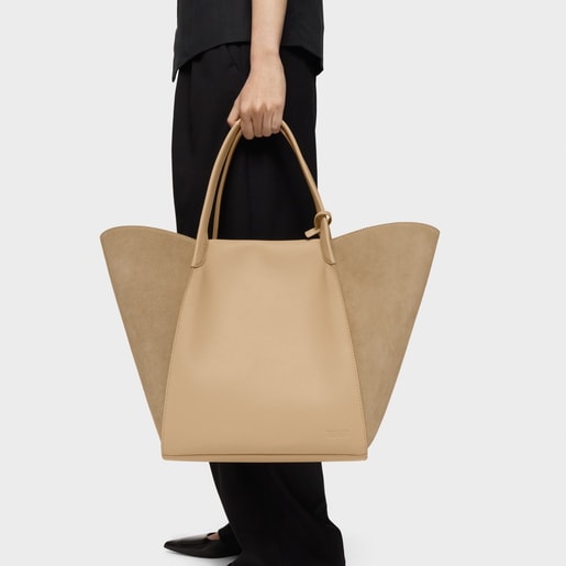 Capazo grande arena de piel TOUS Tulip