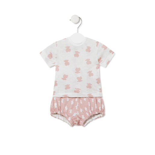 Conjunto de camisola e culotes Bear Rosa