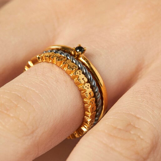 Сет колец Ring Mix из вермеля и темного серебра со шпинелью