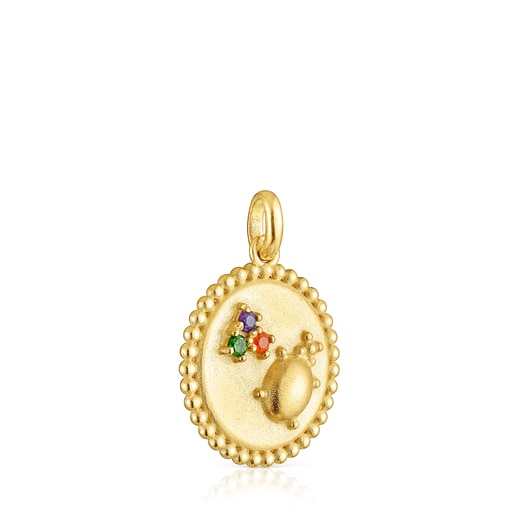 Silver vermeil Virtual Garden Medallion pendant with gemstones | TOUS