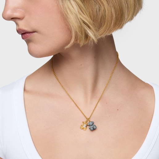 Two-tone bear Pendant with diamonds Bold Bear
