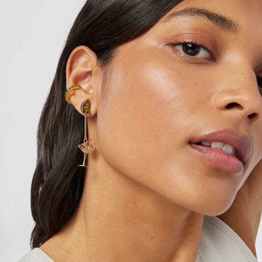 Silver vermeil TOUS Straight Earcuff with chrome diopside