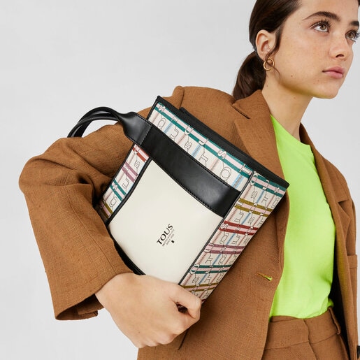 Shopping mediano Amaya blanco y negro TOUS Crossroad