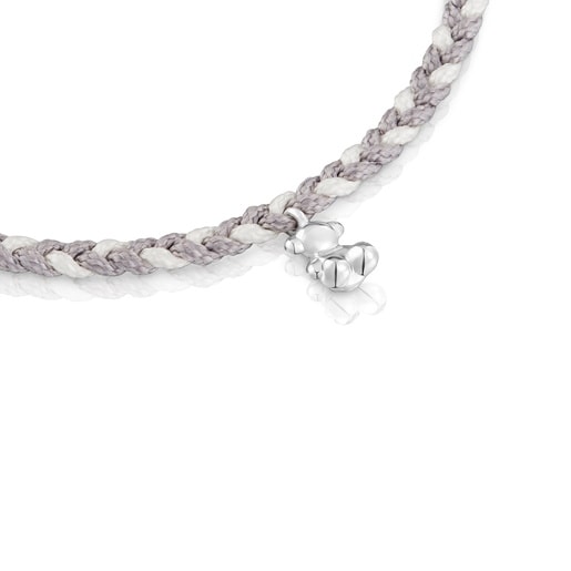 Pulsera oso de plata y nylon gris TOUS Motivos