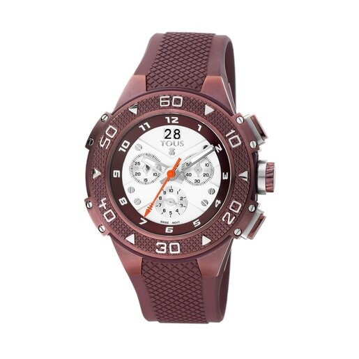 Purple Steel IP Xtous Watch with purple Silicone strap