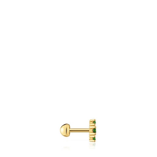 Les Classiques Ear piercing in gold-colored IP steel with chrome diopside
