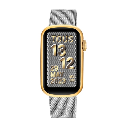 Smartwatch with steel bracelet and aluminum case in gold-colored IPG TOUS TOUS T-Band Mesh
