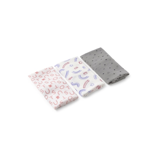 Pack of 3 muslins in MMuse pink