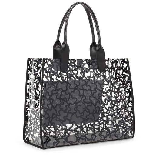 Large black Amaya Vinyl transparent Shopping bag