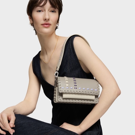 תיק צד Audree Pasadas קטן בצבע בז'