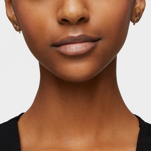 עגילי חצי עיגול Les Classiques מזהב בשילוב יהלומים