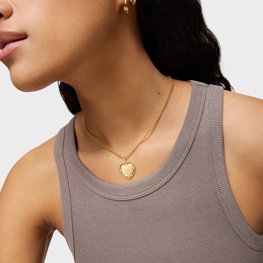 18kt gold plating over silver heart Pendant with topazes Medallions