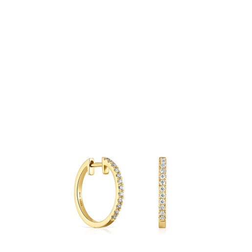 Short hoop Earrings in gold with 12.5 mm diamonds Les Classiques