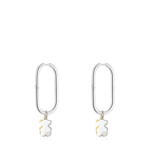 Sweet Dolls two-tone Hoop earrings with bear motif