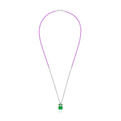 Zielony elastyczny naszyjnik TOUS Instint „LEETY” ze stali i masy perłowej