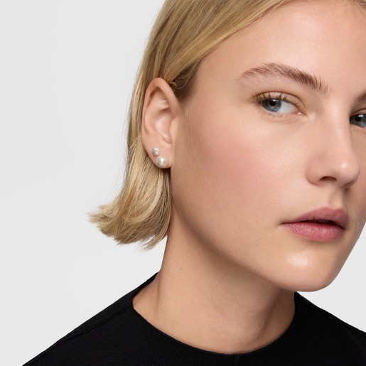 Boucles d’oreilles argent et perles de culture 8,5 mm TOUS Icon Pearl