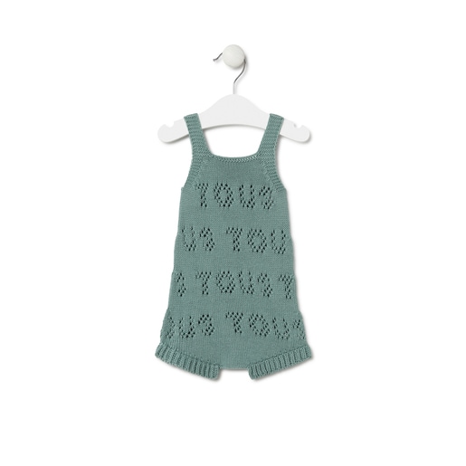 Knitted baby romper in Tricot TOUS logo green