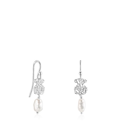 Aretes Oceaan de plata y perlas